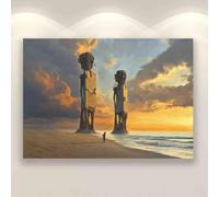 Puzzle 1000 Pieces A Statue Stands Beside a Ruined Castle Interesting Parent-Childs Family Entertainment Leisure Fun Interactive Wooden