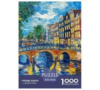 Puzzle 1000 Pieces Amsterdam Canal Challenge Games Market 100% Recycled Cardboard for Impossible Puzzles Puzzles for Adults 70x50cm/1000pcs