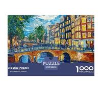 Puzzle 1000 Pieces Amsterdam Canal Challenge Games Market Fully Interlocking for Impossible Puzzles for Adults Jigsaw 38x26cm/1000pcs