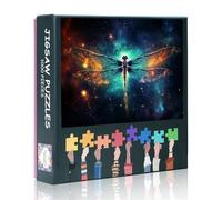 Puzzle 1000 Pieces - Animal with Color Colorful Space Dragonfly Painting,Hard Difficult Challenging Jigsaw Puzzles for Wall Decor & Unique Gifts Colorful Art Puzzle