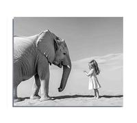 Puzzle 1000 Pieces Baby Elephant and Little Girl Playing in The Desert Colorful Jigsaw Puzzles for Adults and Teens Puzzle Toys Wooden Gifts