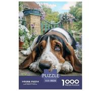 Puzzle 1000 Pieces Basset Hound Oil Painting - Challenging & Brainteasing Decoration for Adults & Kids | 38x26cm/1000pcs
