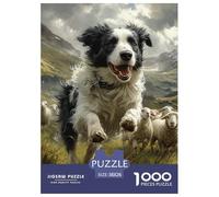 Puzzle 1000 Pieces Border Collie Challenge Games Pasture Fully Interlocking for Impossible Puzzles Adults And Kids 38x26cm/1000pcs