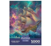 Puzzle 1000 Pieces Canvas Boat Challenge Games Rough Waters 100% Recycled Cardboard for Impossible Puzzles for Adults Jigsaw 38x26cm/1000pcs