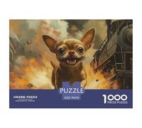 Puzzle 1000 Pieces Chihuahua Brainteasing Steam Train Fully Interlocking Educational Games Puzzles for Adults 70x50cm/1000pcs