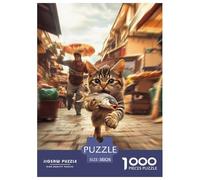 Puzzle 1000 Pieces Chinese Rural Cat Brainteasing Street Market Fully Interlocking Home Decoration Puzzles for Adults 38x26cm/1000pcs