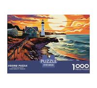 Puzzle 1000 Pieces Coastal Lighthouses Challenge Games A Seaside Cottage 100% Recycled Cardboard Educational Games Adults And Kids Age 12 Years Up 38x26cm/1000pcs