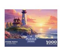 Puzzle 1000 Pieces Coastal Lighthouses Challenge Games Flowers Along The Coast 100% Recycled Cardboard Home Decoration Adults And Kids Age 12 Years Up 38x26cm/1000pcs