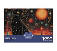 Puzzle 1000 Pieces Cute Cat Challenge Games Cats on Strange Planet 100% Recycled Cardboard for Impossible Puzzles for Adults Jigsaw 38x26cm/1000pcs