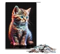 Puzzle 1000 Pieces Cute Cosmic Kitten Jigsaw for Adults Wooden Educational Game Challenge Toy 75x50cm