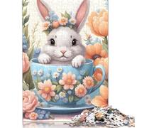 Puzzle 1000 Pieces Cute Rabbit in A Cup Jigsaw Boys And Girls Puzzle Jigsaw Puzzle Education Game Toys Family Decoration 1000pcs (75x50cm)