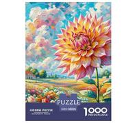 Puzzle 1000 Pieces Dahlia Challenge Games Idyllic Landscape 100% Recycled Cardboard Home Decoration for Adults Jigsaw 38x26cm/1000pcs
