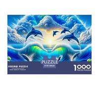 Puzzle 1000 Pieces Dolphin Challenge Games Marine Animal Series 100% Recycled Cardboard Home Decoration Puzzles for Adults 38x26cm/1000pcs