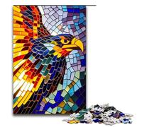 Puzzle 1000 Pieces Eagle Stained Glass Style Jigsaw for Adults Wooden Educational Game Challenge Toy 75x50cm