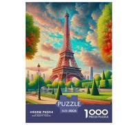 Puzzle 1000 Pieces Eiffel Tower Brainteasing Urban Landscape 100% Recycled Cardboard for Impossible Puzzles Adults And Kids Age 12 Years Up 38x26cm/1000pcs