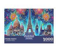 Puzzle 1000 Pieces Eiffel Tower Brainteasing Urban Landscape 100% Recycled Cardboard Home Decoration Adults And Kids Age 12 Years Up 38x26cm/1000pcs
