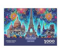 Puzzle 1000 Pieces Eiffel Tower Challenge Games Urban Landscape 100% Recycled Cardboard Home Decoration for Adults Jigsaw 70x50cm/1000pcs