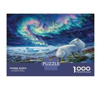 Puzzle 1000 Pieces Fox Under The Aurora Jigsaw Adults Home Decoration Wildlife Educational Games 70x50cm/1000pcs