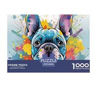 Puzzle 1000 Pieces French Bulldog Brainteasing Graffiti Dog Randomly Shaped Pieces Home Decoration Adults And Kids Age 12 Years Up 38x26cm/1000pcs