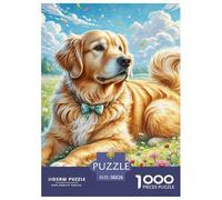 Puzzle 1000 Pieces Golden Retriever Brainteasing Cute Animals 100% Recycled Cardboard Home Decoration Adults And Kids Age 12 Years Up 38x26cm/1000pcs