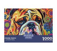 Puzzle 1000 Pieces Groovy Bulldog Brainteasing Family Pets Randomly Shaped Pieces Educational Games for Adults Jigsaw 38x26cm/1000pcs