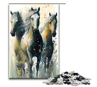 Puzzle 1000 Pieces Group of Arabian Stallions Jigsaw for Adults Wooden Educational Game Challenge Toy 75x50cm
