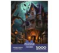 Puzzle 1000 Pieces Halloween Brainteasing Strange Castle Randomly Shaped Pieces Educational Games Puzzles for Adults 38x26cm/1000pcs