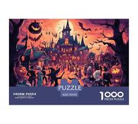 Puzzle 1000 Pieces Halloween Village Challenge Games Pumpkin Ghost 100% Recycled Cardboard for Impossible Puzzles Puzzles for Adults 70x50cm/1000pcs