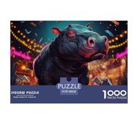 Puzzle 1000 Pieces Handsome Hippo Challenge Games Circus Fully Interlocking for Impossible Puzzles for Adults Jigsaw 38x26cm/1000pcs