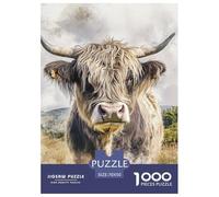 Puzzle 1000 Pieces Highland Cattle Brainteasing Social Animal 100% Recycled Cardboard for Impossible Puzzles for Adults Jigsaw 70x50cm/1000pcs