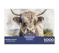 Puzzle 1000 Pieces Highland Cattle Brainteasing Social Animal Fully Interlocking for Impossible Puzzles Adults And Kids Age 12 Years Up 38x26cm/1000pcs