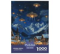 Puzzle 1000 Pieces Holiday Village Square Challenge Games Space UFO 100% Recycled Cardboard Educational Games Puzzles for Adults 70x50cm/1000pcs