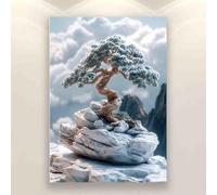Puzzle 1000 Pieces Japanese Bonsai Tree with Quiet Night Sky Art Education Challenge Wooden Puzzle Gift Wall Decoration