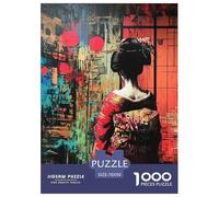 Puzzle 1000 Pieces Japanese Graffiti Brainteasing Female in Painting Randomly Shaped Pieces for Impossible Puzzles Adults And Kids Age 12 Years Up 70x50cm/1000pcs