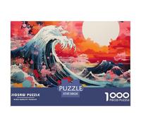 Puzzle 1000 Pieces Japanese Style Waves Brainteasing Ride The Wind And Waves Randomly Shaped Pieces Home Decoration for Adults Jigsaw 38x26cm/1000pcs