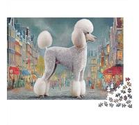 Puzzle 1000 Pieces Jigsaw - A Grey Poodle on The Street Challenging Home Decoration Educational Games 52x38cm/1000pcs