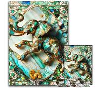 Puzzle 1000 Pieces Jigsaw Abstract Elephant Kintsugi Wooden Jigsaw Challenging DIY Brain Teaser Perfect Family Game Or Decorative Gift 1000 PCS(75x50cm)