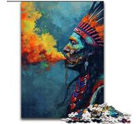 Puzzle 1000 Pieces Jigsaw American Indians Jigsaw Puzzle Made of Wood,Challenging Brain Teaser for Teenagers, Family Fun, DIY Home Decor Gift 1000pcs(50x75cm)