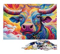 Puzzle 1000 Pieces Jigsaw Animal Buffalo Challenging Puzzles Family Fun Activity, Brain Challenge, for Teenager 50x75CM/19.68x29.52inch