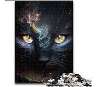 Puzzle 1000 Pieces Jigsaw Animal Universe Black Cat Made of Wood, Gift for Men And Women, Daily & Special Occasion 50x75cm DIY Decoration Brain Challenging