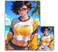 Puzzle 1000 Pieces Jigsaw Anime Girl Beach Portrait Impossible Jigsaw Puzzles for Adults Perfect for Christmas Halloween Easter New Year 1000 PCS(75x50cm)