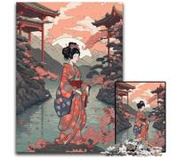Puzzle 1000 Pieces Jigsaw Asian Beauty Women Print Wooden Puzzles Brain Challenge Gift Educational Activity for Teenagers 1000 PCS(75x50cm)