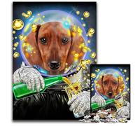 Puzzle 1000 Pieces Jigsaw Astronaut Dachshund Difficult Puzzles for Adults Challenging Brain Teaser for Teenagers Family Game Night Fun 1000 PCS(38x26cm)