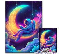Puzzle 1000 Pieces Jigsaw Astronaut Sitting on The Moon Cardboard Puzzles for Age 14+ Educational Challenge Fun Activities at Home, Birthday Gifts, Travel Gifts 26X38CM