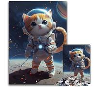 Puzzle 1000 Pieces Jigsaw Astronaut Space Cat Difficult Puzzles for Adults Challenging DIY Brain Teaser Perfect Family Game Or Decorative Gift 1000 PCS(38x26cm)