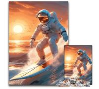 Puzzle 1000 Pieces Jigsaw Astronaut Surfing in OceanPuzzles for Adults Educational Activity for Cognitive Skills Cognitive Skill Improvement 1000 PCS(75x50cm)