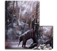 Puzzle 1000 Pieces Jigsaw Baby Elephant River Jungle Difficult Puzzles for Adults Challenging DIY Brain Teaser Perfect Family Game Or Decorative Gift 1000 PCS(75x50cm)