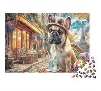 Puzzle 1000 Pieces Jigsaw - Beagle Puppy on Autumn Street Challenging Pet Home Decoration Educational Games 52x38cm/1000pcs