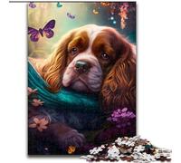 Puzzle 1000 Pieces Jigsaw Beautiful Cocker Spaniel Made of Wood, Fun Activity for at Home 50x75cm Family Activity Game for Teenager, DIY Home Decor Brain Teaser Gift