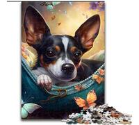 Puzzle 1000 Pieces Jigsaw Beautiful Rat Terrier 1000 Piece Jigsaw Puzzles for Adults Family Interaction & Brain Challenge, Family Activity Challenge (Szie 26x38 cm)